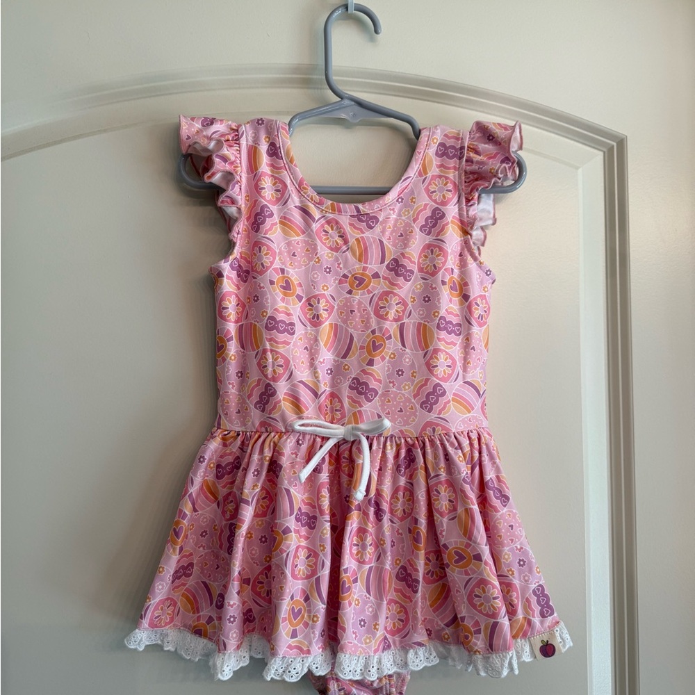 Pink Ruffle Sleeve Dress with Bow